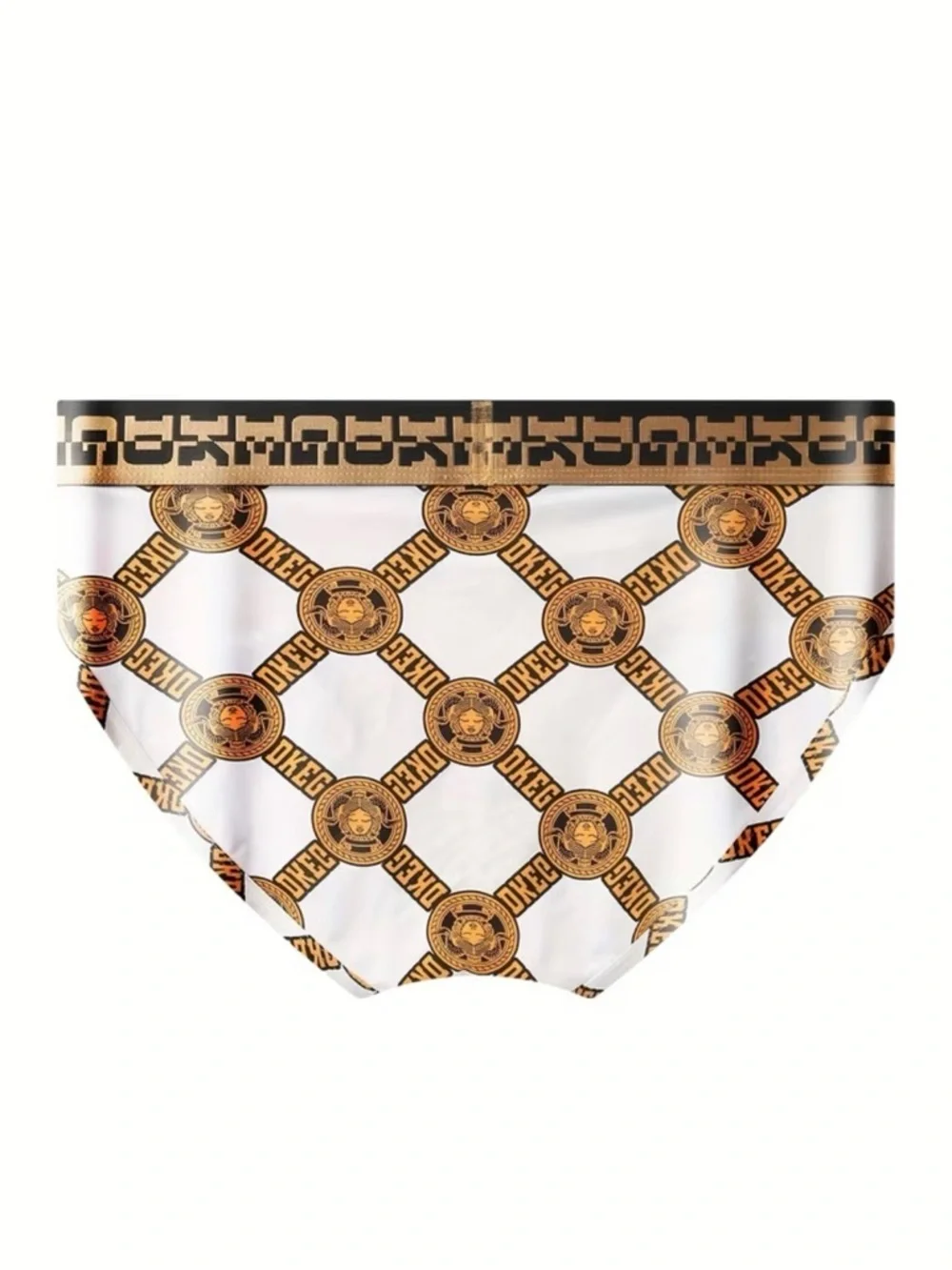 DKeg Gold & White Baroque Print Briefs - 4-Pack